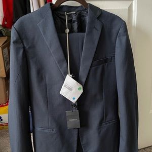 New TONELLO handmade 100% cotton blue striped suit